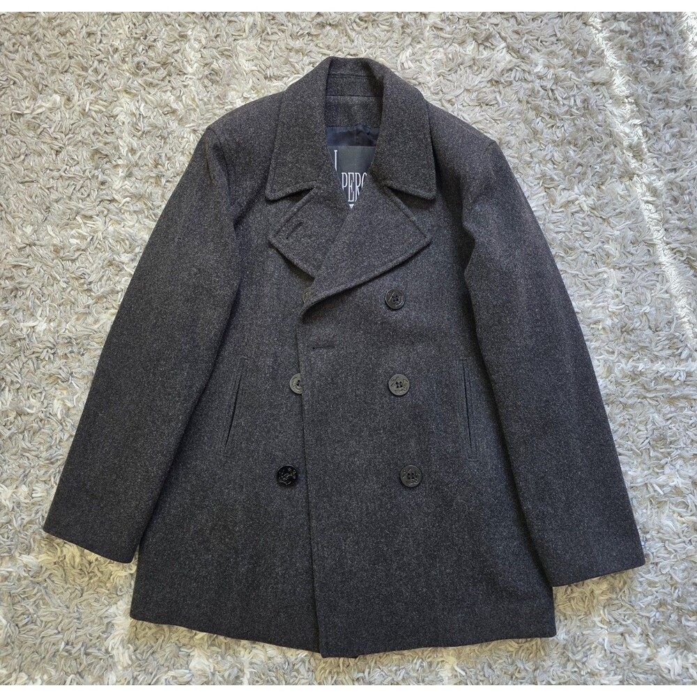 Vintage J Percy Made in USA Womens Wool Peacoat Coat Charcoal Grey Flaws
